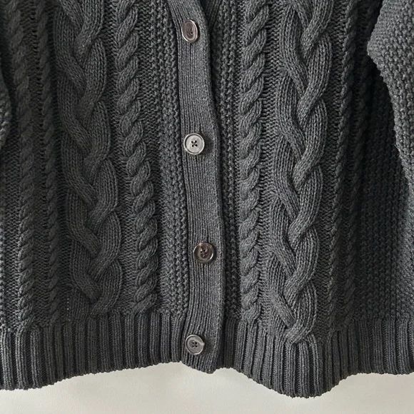 Quince 100% Organic Cotton Oversized Gray Cable Cardigan - Picture 3 of 16